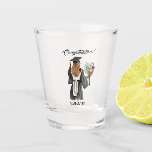 Gepersonaliseerde Waterverf Afstuderen (13) Shot Glas (Voorkant)