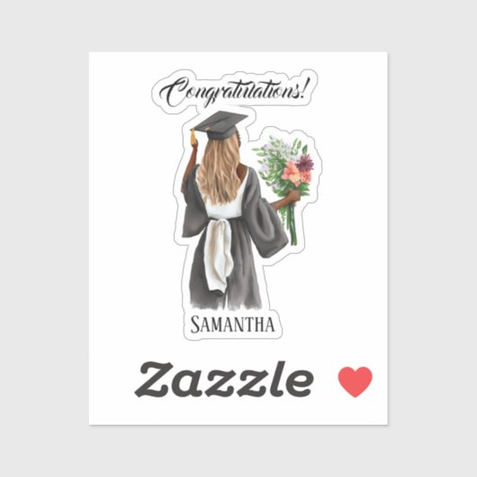 Gepersonaliseerde Waterverf Afstuderen (13) Sticker (Vel)