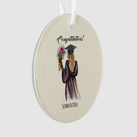 Gepersonaliseerde Waterverf Afstuderen (14) Ornament (voorkant)