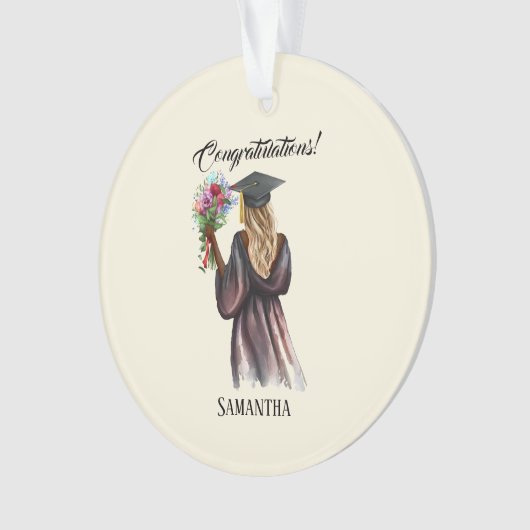 Gepersonaliseerde Waterverf Afstuderen (14) Ornament (voorkant)