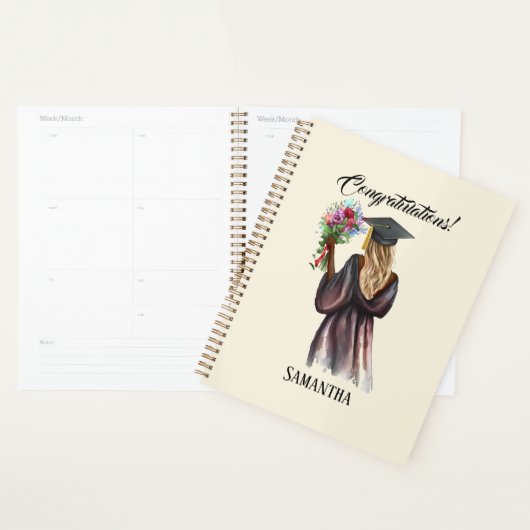 Gepersonaliseerde Waterverf Afstuderen (14) Planner (Display)