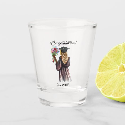 Gepersonaliseerde Waterverf Afstuderen (14) Shot Glas (Voorkant)