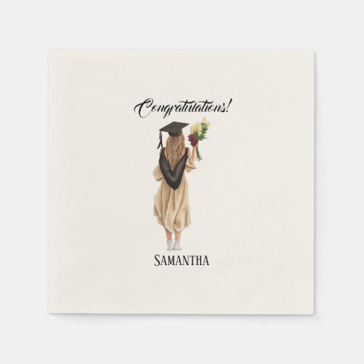 Gepersonaliseerde Waterverf Afstuderen (2) Servet (Voorkant)