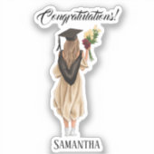 Gepersonaliseerde Waterverf Afstuderen (2) Sticker (Voorkant)