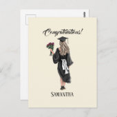 Gepersonaliseerde Waterverf Afstuderen (3) Briefkaart (Voorkant / Achterkant)