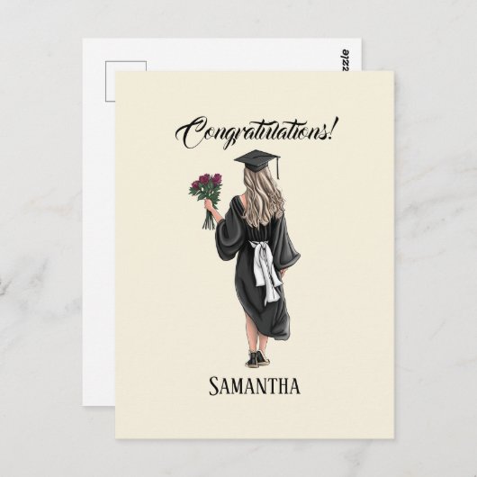 Gepersonaliseerde Waterverf Afstuderen (3) Briefkaart (Voorkant / Achterkant)