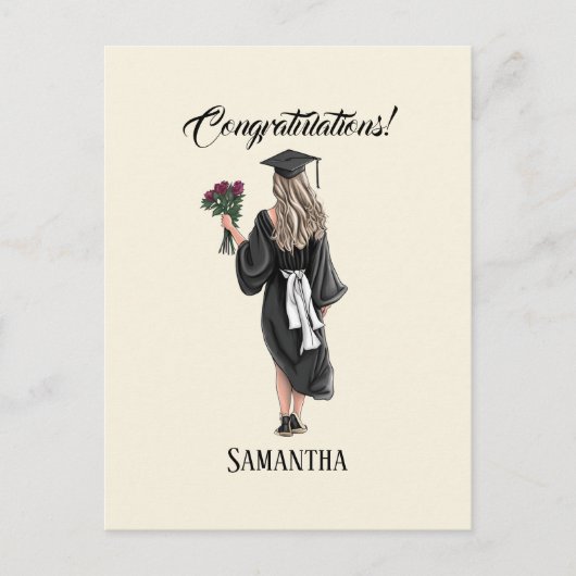 Gepersonaliseerde Waterverf Afstuderen (3) Briefkaart (Voorkant)