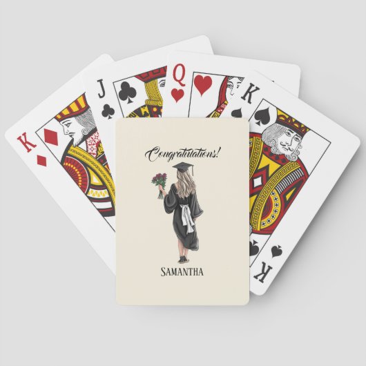 Gepersonaliseerde Waterverf Afstuderen (3) Pokerkaarten (Achterkant)