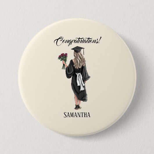 Gepersonaliseerde Waterverf Afstuderen (3) Ronde Button 7,6 Cm (Voorkant)