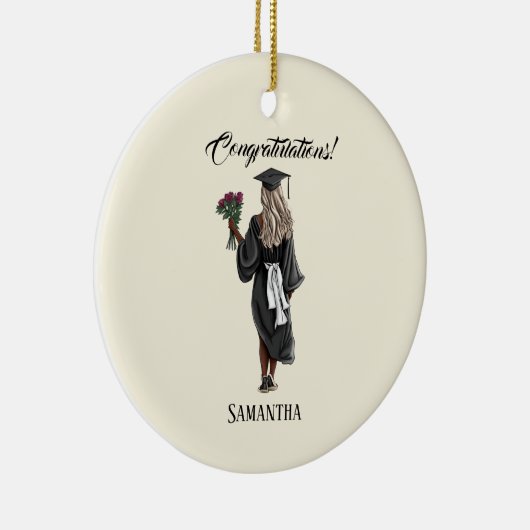 Gepersonaliseerde Waterverf Afstuderen (4) Keramisch Ornament (Rechts)