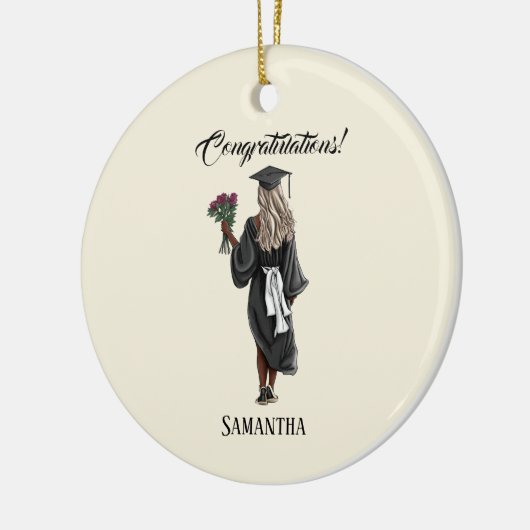 Gepersonaliseerde Waterverf Afstuderen (4) Keramisch Ornament (Links)