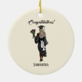 Gepersonaliseerde Waterverf Afstuderen (4) Keramisch Ornament (Achterkant)