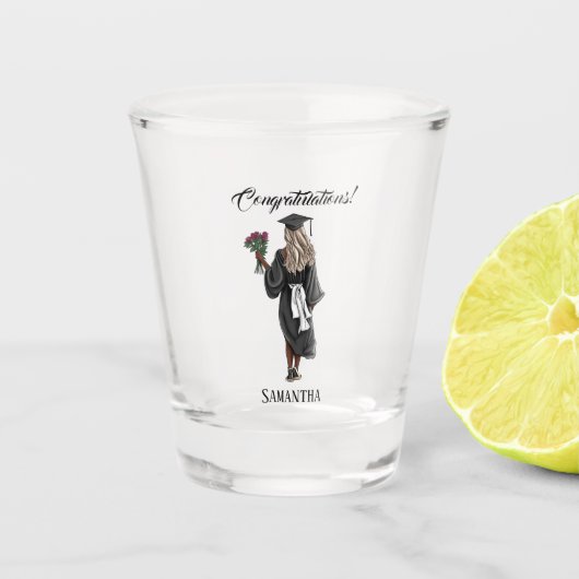 Gepersonaliseerde Waterverf Afstuderen (4) Shot Glas (Voorkant)