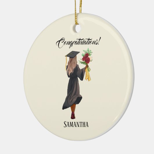 Gepersonaliseerde Waterverf Afstuderen (5) Keramisch Ornament (Links)