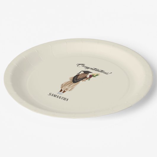 Gepersonaliseerde Waterverf Afstuderen (6) Papieren Bordje (Gekanteld)