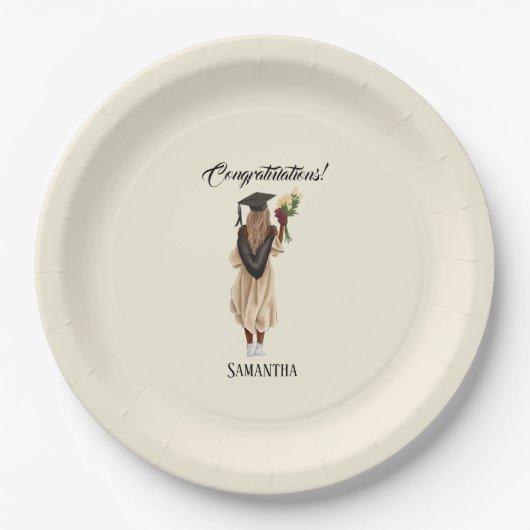 Gepersonaliseerde Waterverf Afstuderen (6) Papieren Bordje (Voorkant)