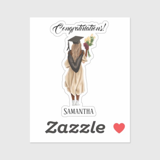 Gepersonaliseerde Waterverf Afstuderen (6) Sticker (Vel)