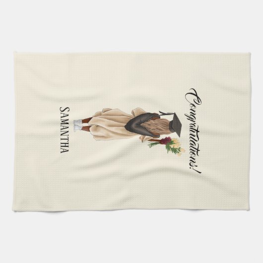 Gepersonaliseerde Waterverf Afstuderen (6) Theedoek (Horizontaal)