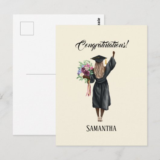 Gepersonaliseerde Waterverf Afstuderen (7) Briefkaart (Voorkant / Achterkant)