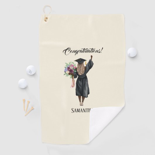 Gepersonaliseerde Waterverf Afstuderen (7) Golfhanddoek (Insitu)
