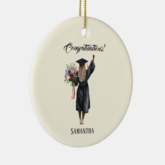 Gepersonaliseerde Waterverf Afstuderen (7) Keramisch Ornament (Rechts)