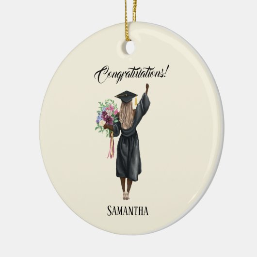 Gepersonaliseerde Waterverf Afstuderen (7) Keramisch Ornament (Links)