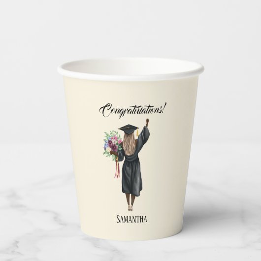 Gepersonaliseerde Waterverf Afstuderen (7) Papieren Bekers (Achterkant)