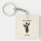 Gepersonaliseerde Waterverf Afstuderen (7) Sleutelhanger (Voorkant)