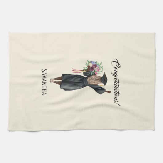 Gepersonaliseerde Waterverf Afstuderen (7) Theedoek (Horizontaal)