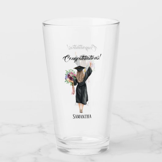 Gepersonaliseerde Waterverf Afstuderen (8) Glas (Voorkant)