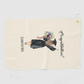 Gepersonaliseerde Waterverf Afstuderen (8) Golfhanddoek (Horizontaal)