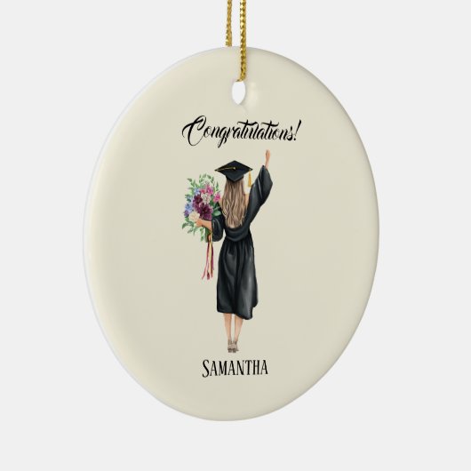 Gepersonaliseerde Waterverf Afstuderen (8) Keramisch Ornament (Rechts)