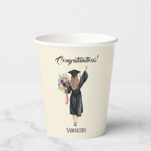 Gepersonaliseerde Waterverf Afstuderen (8) Papieren Bekers (Achterkant)