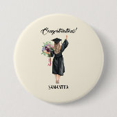 Gepersonaliseerde Waterverf Afstuderen (8) Ronde Button 7,6 Cm (Voorkant)