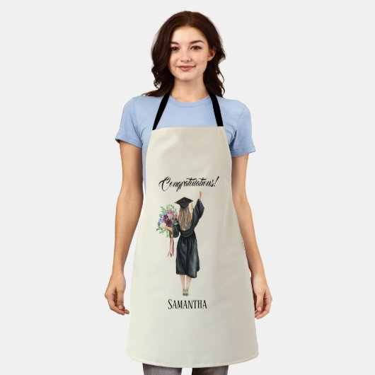 Gepersonaliseerde Waterverf Afstuderen (8) Schort (Gedragen)