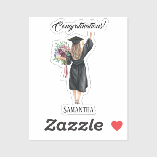 Gepersonaliseerde Waterverf Afstuderen (8) Sticker (Vel)