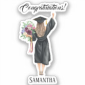 Gepersonaliseerde Waterverf Afstuderen (8) Sticker (Voorkant)