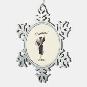 Gepersonaliseerde Waterverf Afstuderen (8) Tin Sneeuwvlok Ornament (Rechts)