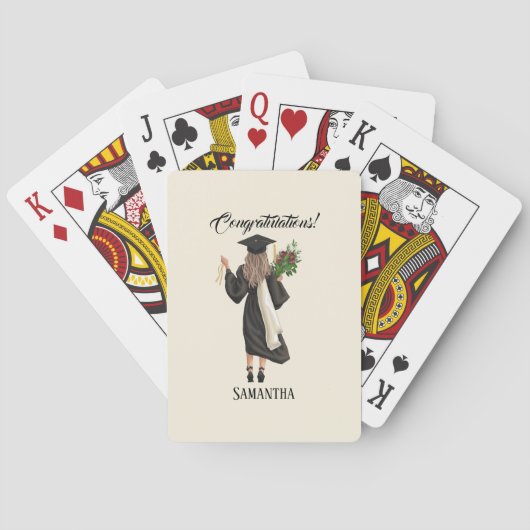 Gepersonaliseerde Waterverf Afstuderen (9) Pokerkaarten (Achterkant)