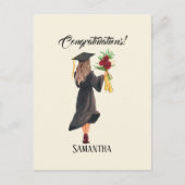 Gepersonaliseerde Waterverf Afstuderen Briefkaart (Voorkant)