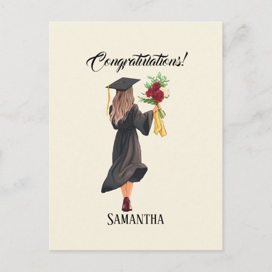 Gepersonaliseerde Waterverf Afstuderen Briefkaart (Voorkant)