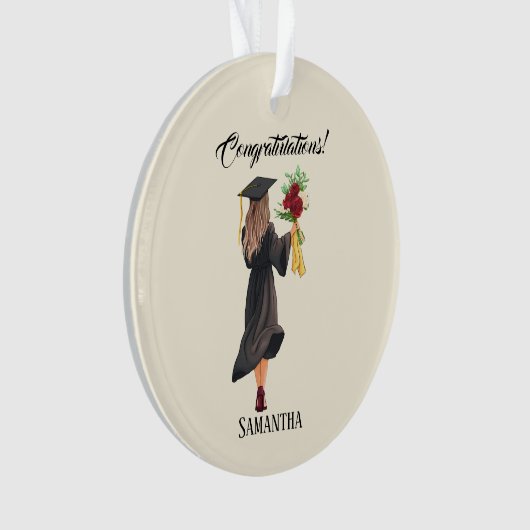 Gepersonaliseerde Waterverf Afstuderen Ornament (voorkant)