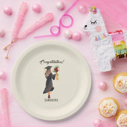 Gepersonaliseerde Waterverf Afstuderen Papieren Bordje (Feest)