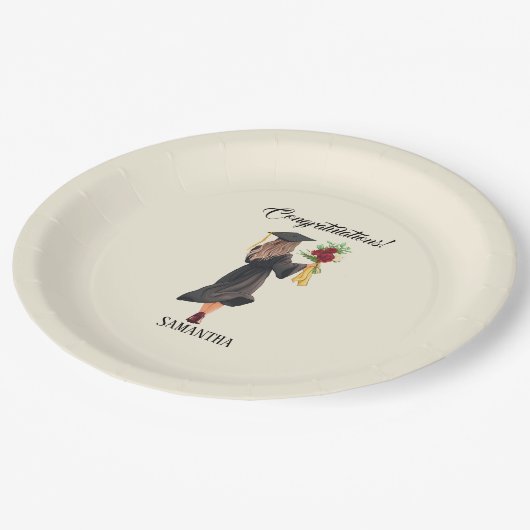 Gepersonaliseerde Waterverf Afstuderen Papieren Bordje (Gekanteld)