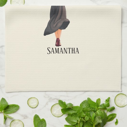 Gepersonaliseerde Waterverf Afstuderen Theedoek (Gevouwen)