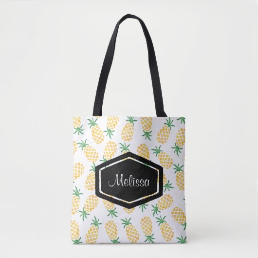 Gepersonaliseerde waterverf ananas canvas tas (Voorkant)