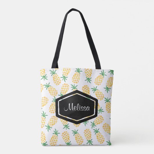 Gepersonaliseerde waterverf ananas canvas tas (Achterkant)