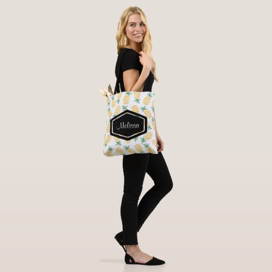 Gepersonaliseerde waterverf ananas canvas tas (Op model)