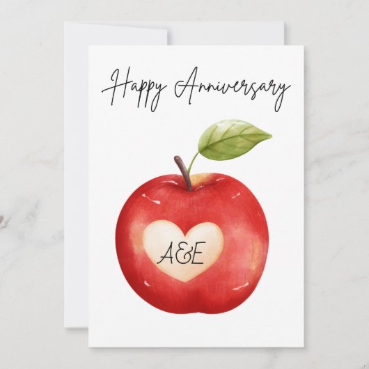 Gepersonaliseerde Waterverf Apple Jubileum Kaart (Voorkant)