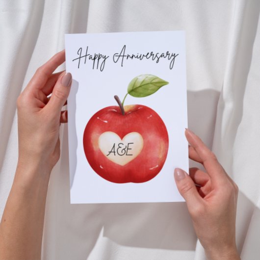 Gepersonaliseerde Waterverf Apple Jubileum Kaart